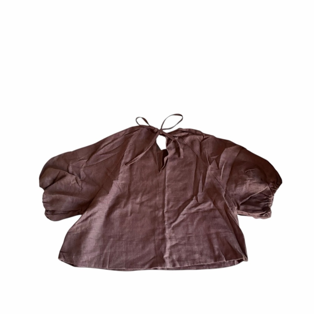 NWT Linen-Blend Crop Top & Drawstring Shorts Set in Chocolate Brown Size Small - Picture 10 of 15